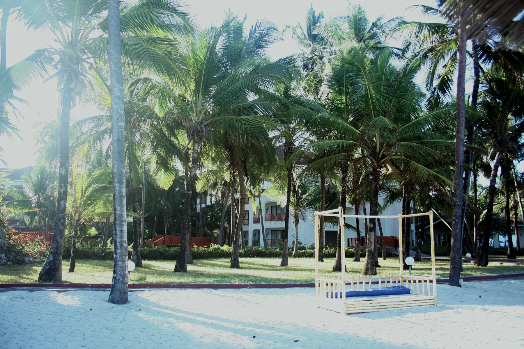 Palm-filled resort setting between Diani Beach activities