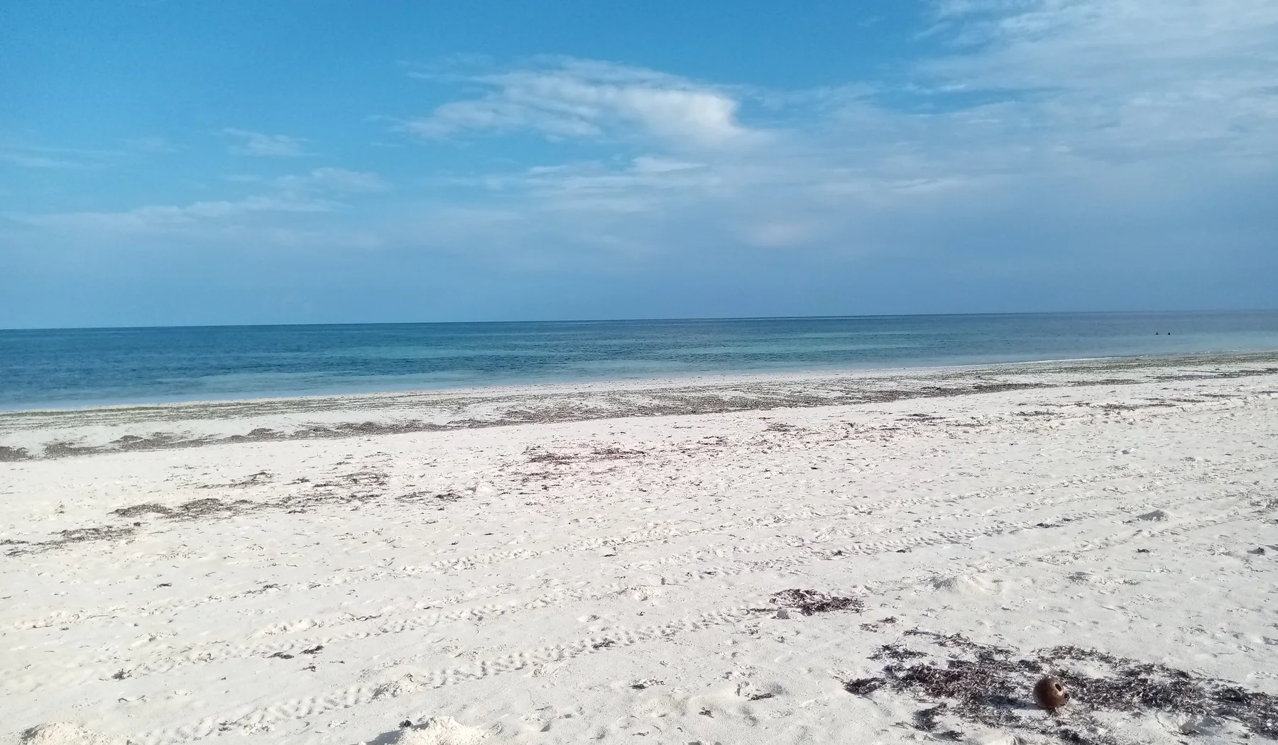 Wide white sand and blue Indian Ocean at Bofa Beach in Kilifi