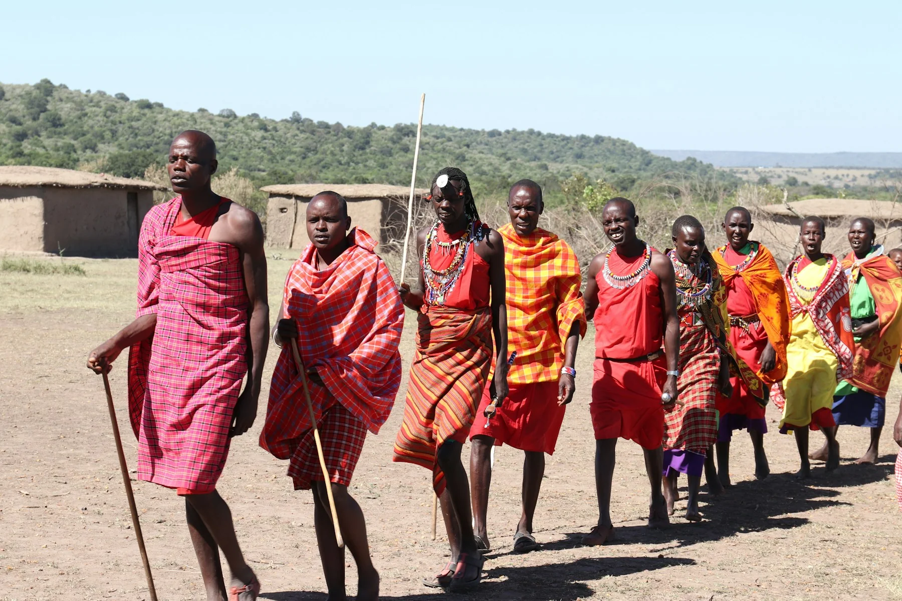 Maasai hosts and visitors meeting in the Greater Mara