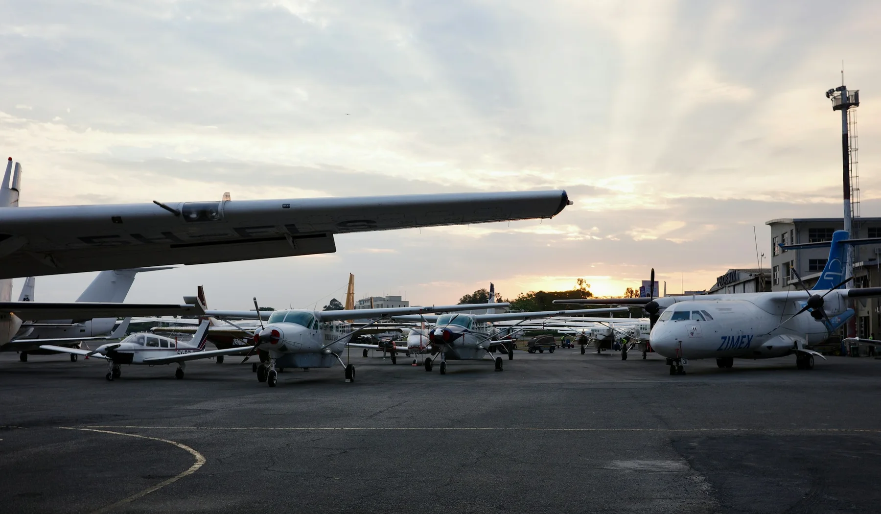 Small aircraft parked at Wilson Airport in Nairobi